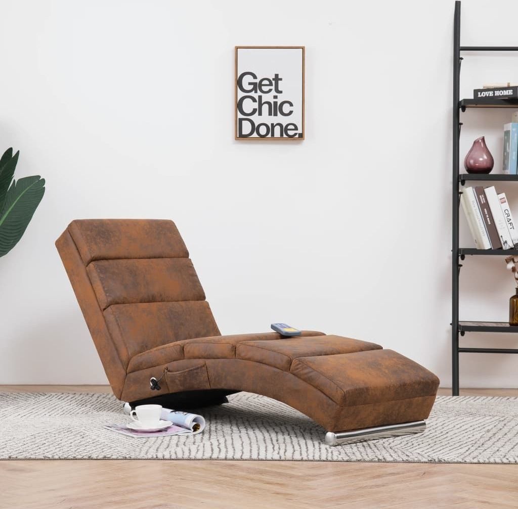 "im Angebot" Massage Chaiselongue Braun Wildleder-Optik - Recamieren CC2008