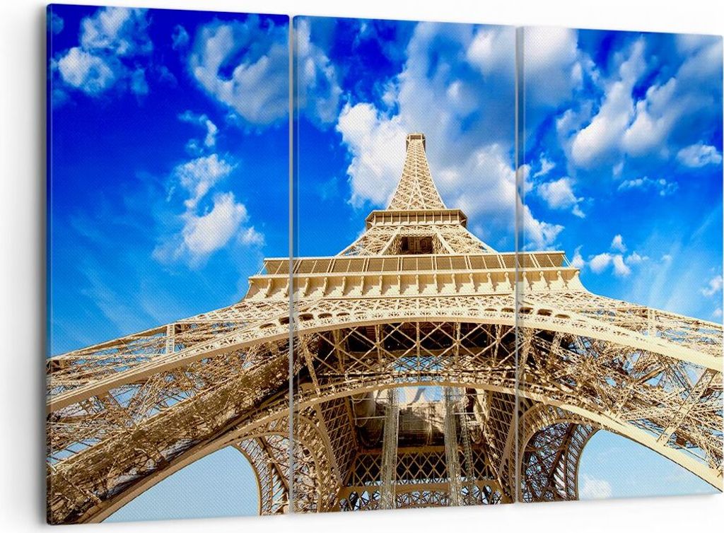 Bild auf Leinwand - Leinwandbild - Architektur paris stadt eiffel - 105x70cm - Wand Bild - Wanddeko - Leinwanddruck - Bilder - Kunstdruck - Wanddek...