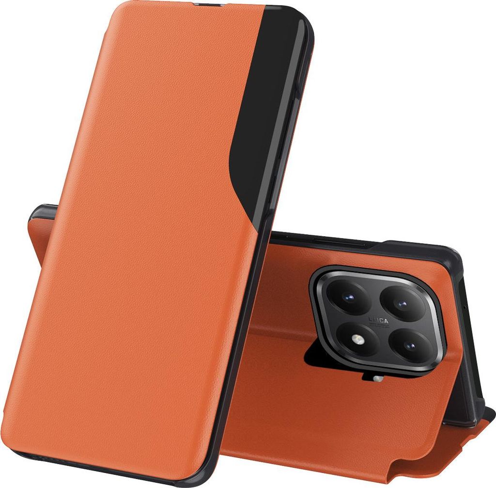 Hülle für Xiaomi 15T Pro, Flip Stand Cover Kunstleder Schutzhülle Orange