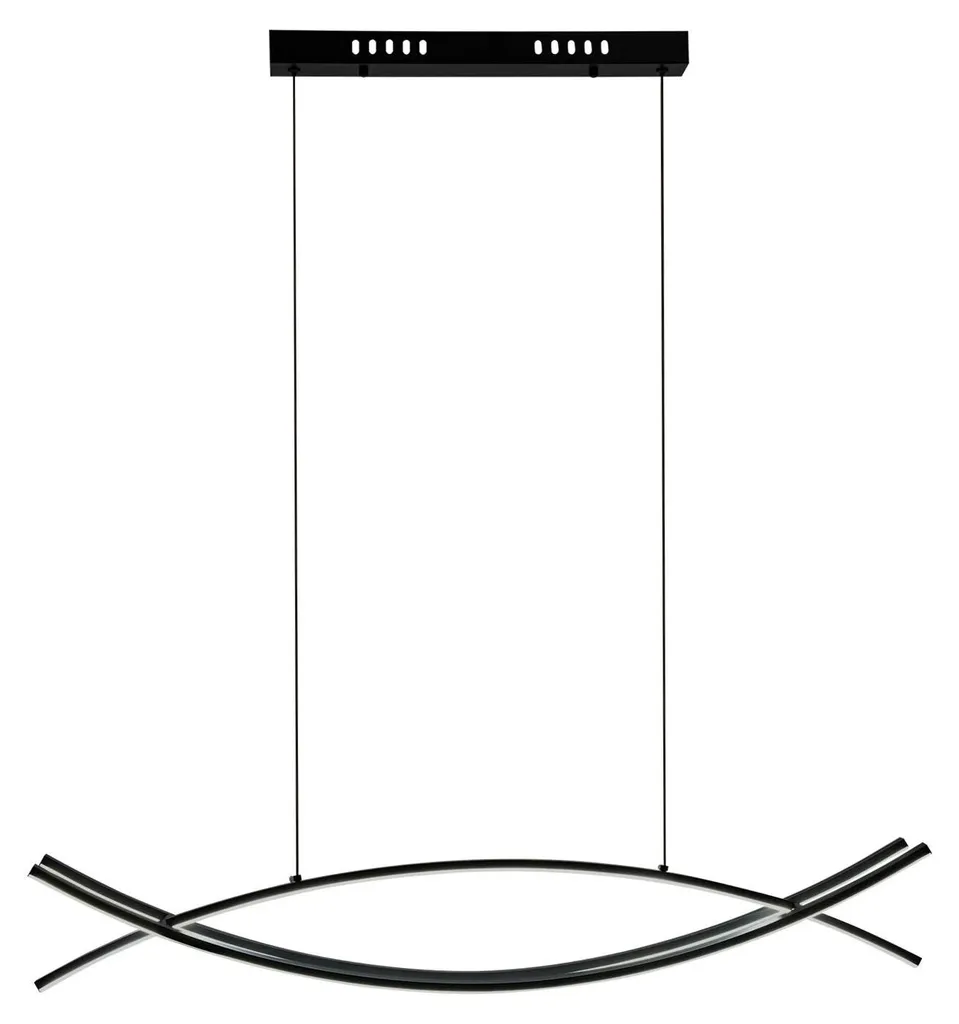 Lustre suspension LED design incurvé noir 60W pour salle à manger et salon