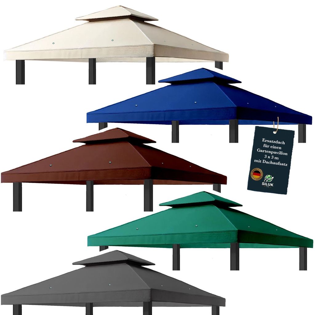 freigarten.de Ersatzdach für Pavillon 3x3 Meter Wasserdicht Material: Panama PCV Soft 370g/m² extra stark Modell 1 (Marineblau)