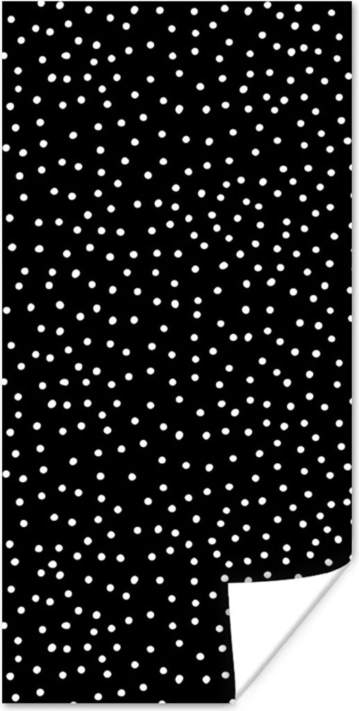 MuchoWow Poster Polka dots - Schwarz - Weiß 80x160 cm - Kinderzimmer