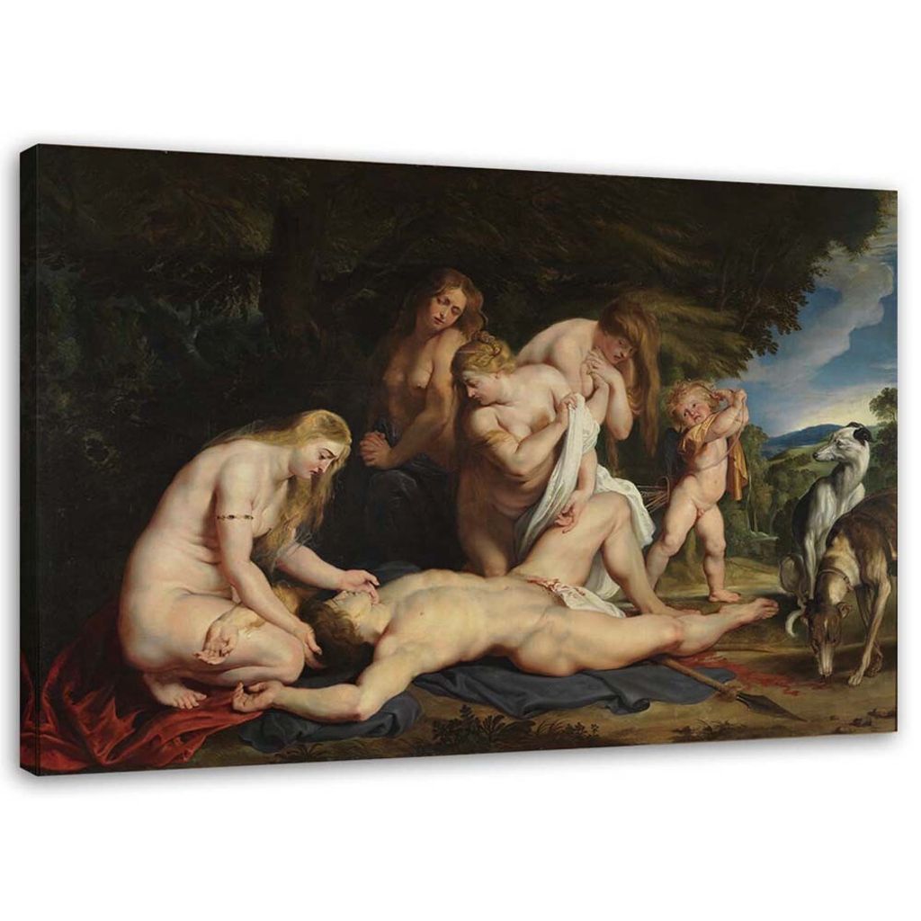 Leinwandbild tod des adonis - p. p. rubens reproduktion 60x40 cm Feeby braun wandbild bereit zum aufhängen