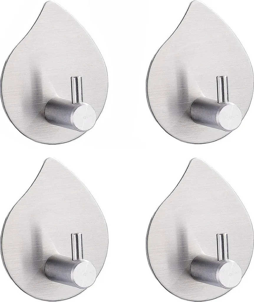 Crochets muraux autocollants en inox Heavy Duty - Pack de 4 Gouttes d'eau