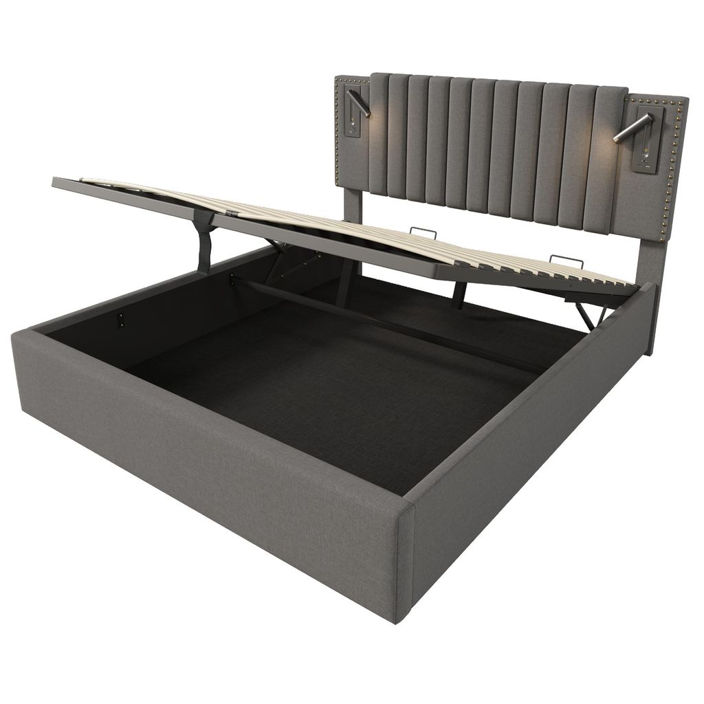 Flieks Polsterbett 180x200cm mit Leselampe, Doppelbett Produktbild 