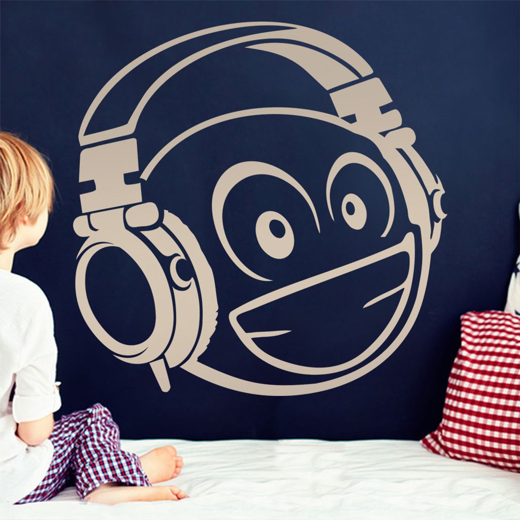 KIWISTAR Emoji 3D Kopfhörer - Bass R&B HipHop EDM Pop Rock Laut Wandtattoo in 6 Größen - Wandaufkleber Wall Sticker - Dekoration, Küche, Wohnzi...