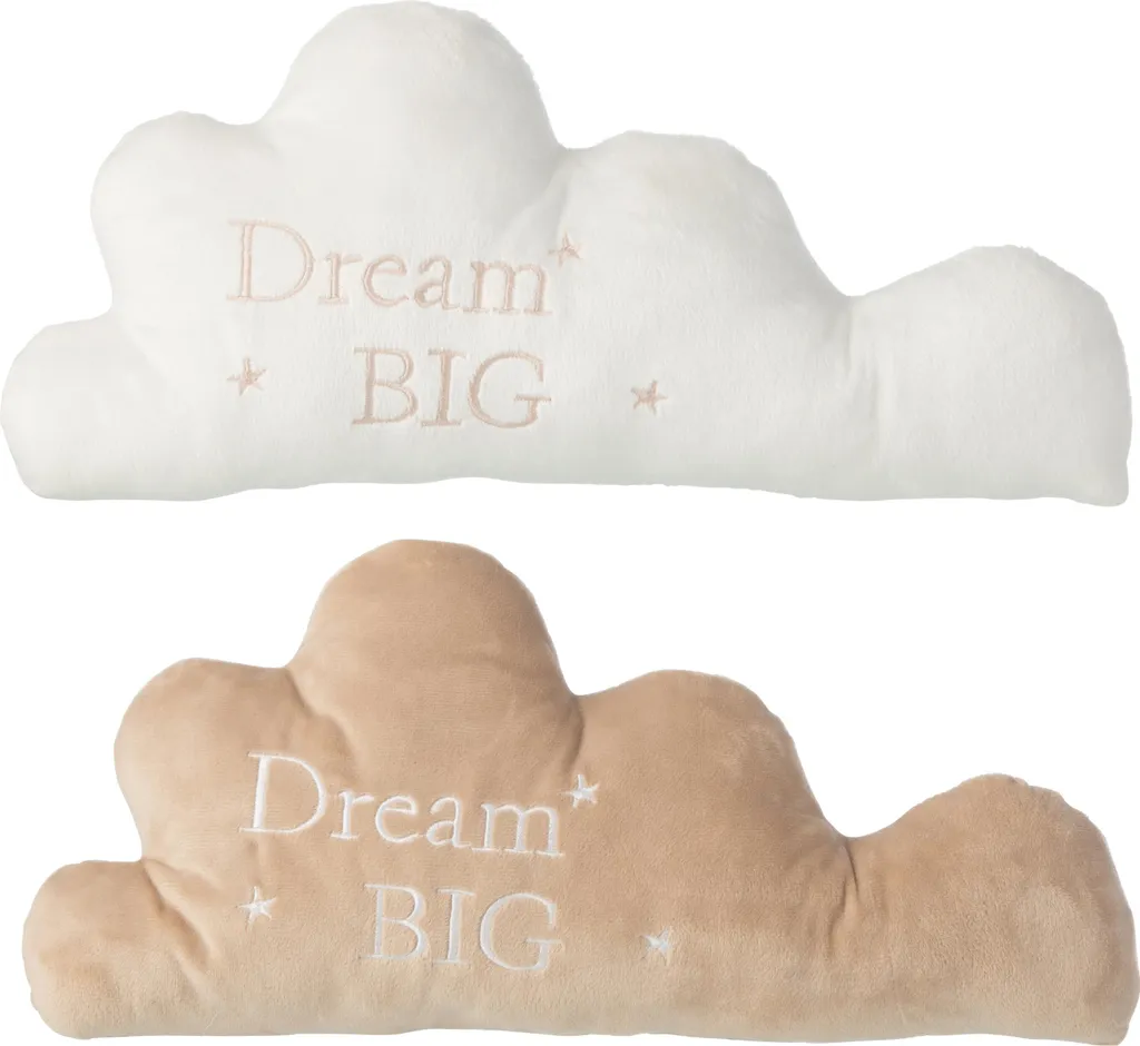 Objet Déco Wolke Polyester Blanc et Beige Finition Douce J-Line Lot de 2