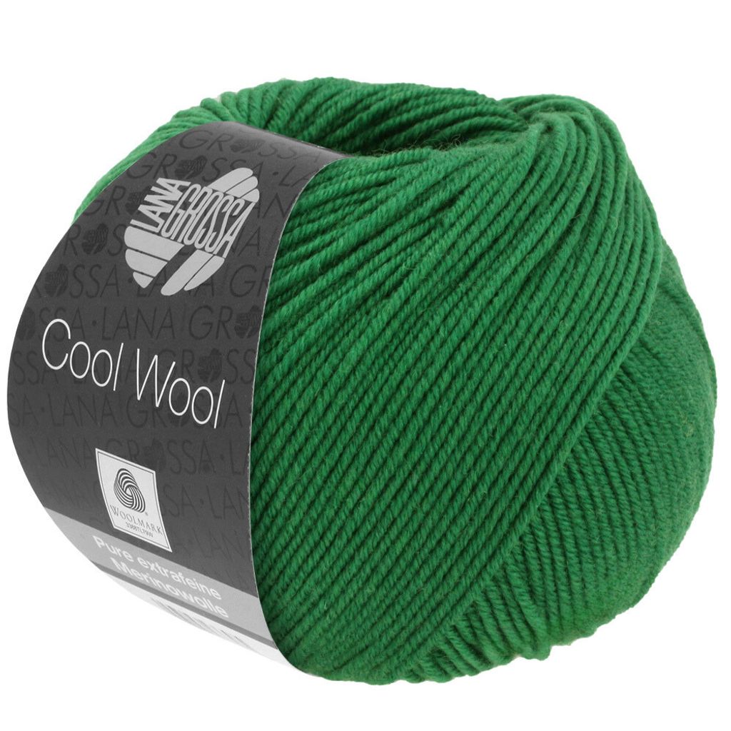 A ball of green yarn with a label.