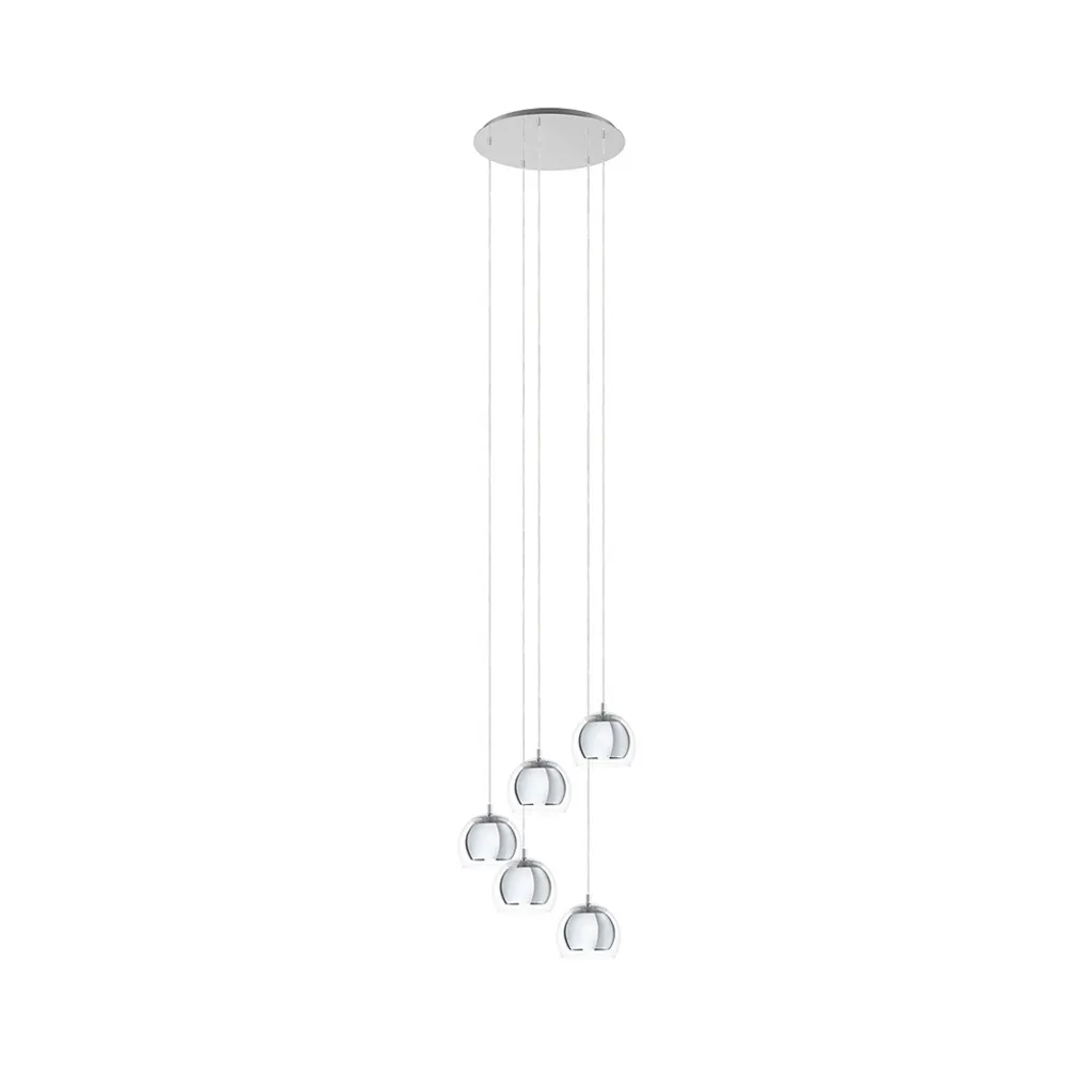 Suspension Multi-Lumière Rocamar 1 Design Sphérique en Chrome et Verre