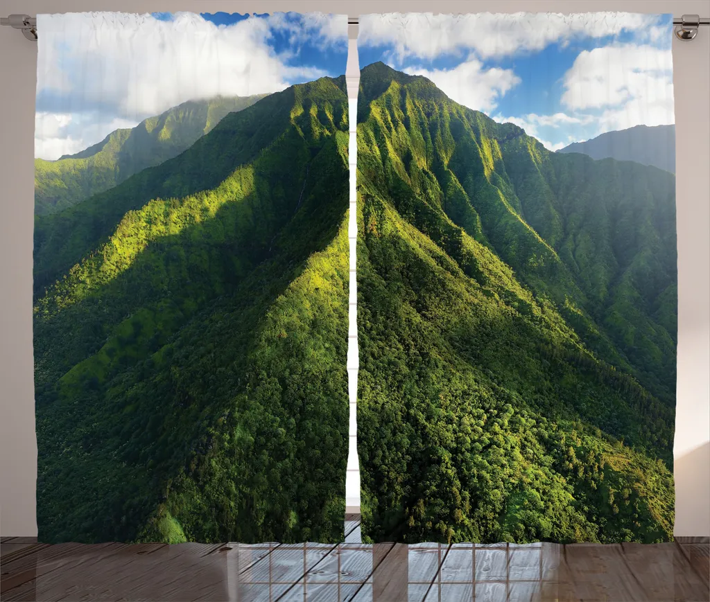 Rideau Nature Hawaïenne Universel 280x225 cm Vert - Décoration Salon
