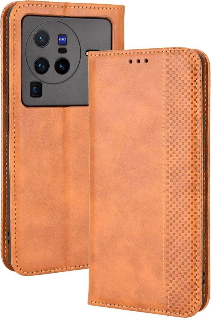 Mobigear Sensation Vivo X80 Pro Hülle Klapphülle Geldbörse - Cognac