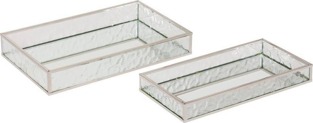 Atmosphera createur d'interieur - 2 tabletts mit spiegeleffekt "ania" silber 28x17x4cm