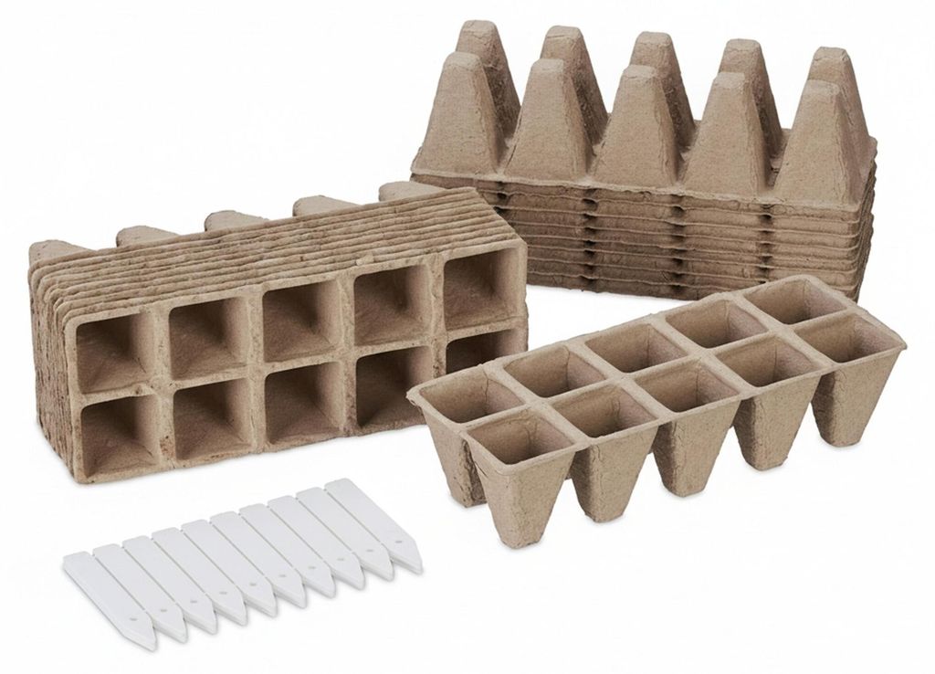 Lot de 200 pots de culture Relaxdays, étiquettes incluses, Image du produit 