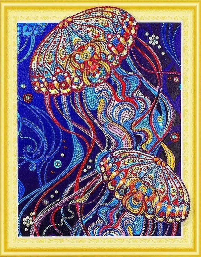 Broderie Diamant Méduse 47x57 cm - Strass Haute Brillance et Toile HD