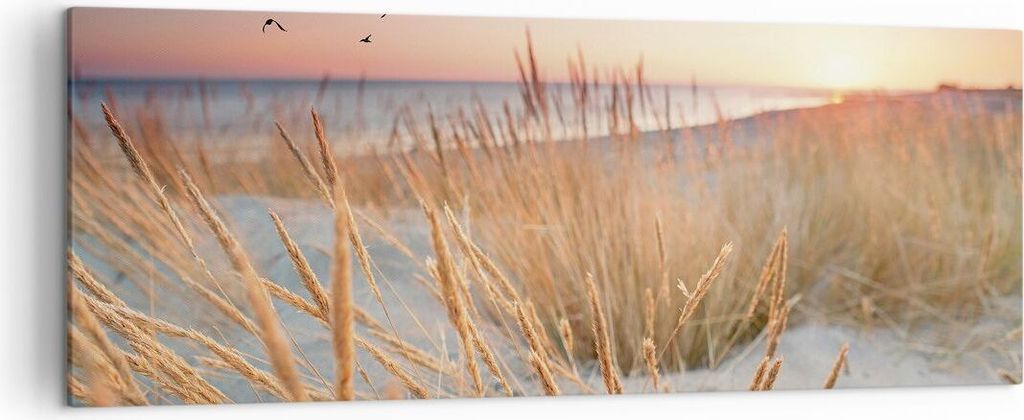 Bild auf Leinwand - Leinwandbild - Einteilig - Sonne Vögel Sand - 140x50cm - Wand Bild - Wanddeko - Wandbilder - Leinwanddruck - Bilder - Wanddeko...