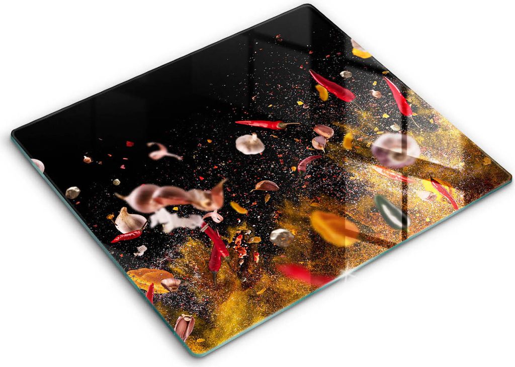Abdeckung Glas - Küchenabdeckung - 60x52 cm - Abdeckplatte -Scharfe Gewürze