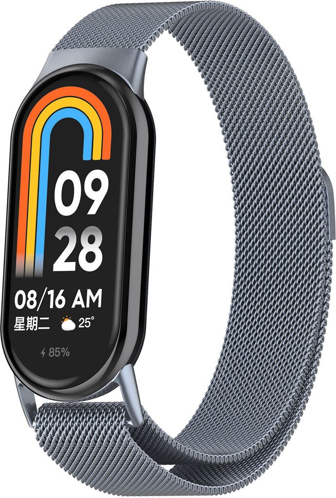 Strap-it Xiaomi Smart Band 8 Milanese Armband (Space Grey)