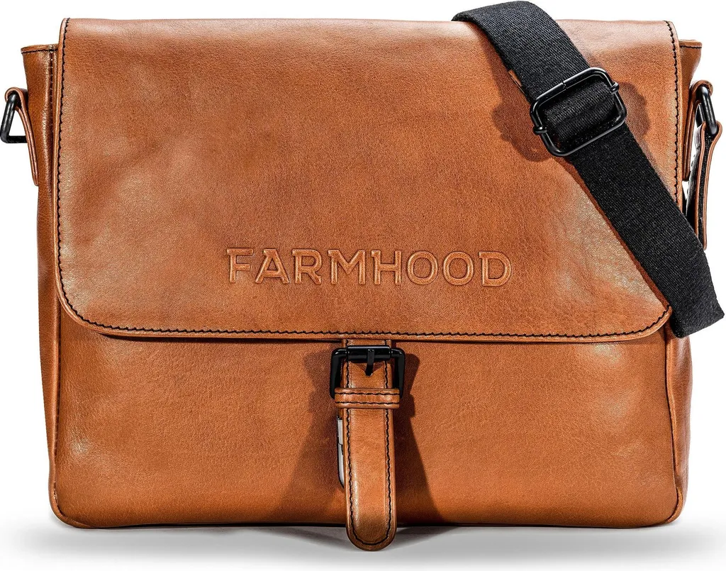 Farmhood Memphis Messenger 1F Cognac - Sac bandoulière en cuir brun