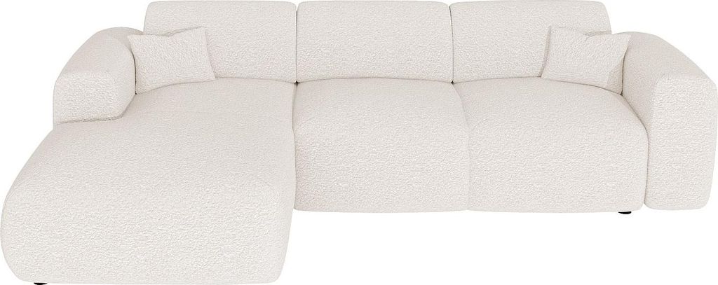 Großes Ecksofa mit Schlaffunktion – Ecke links – Bouclé-Stoff – Weiß – POGNI von Maison Céphy