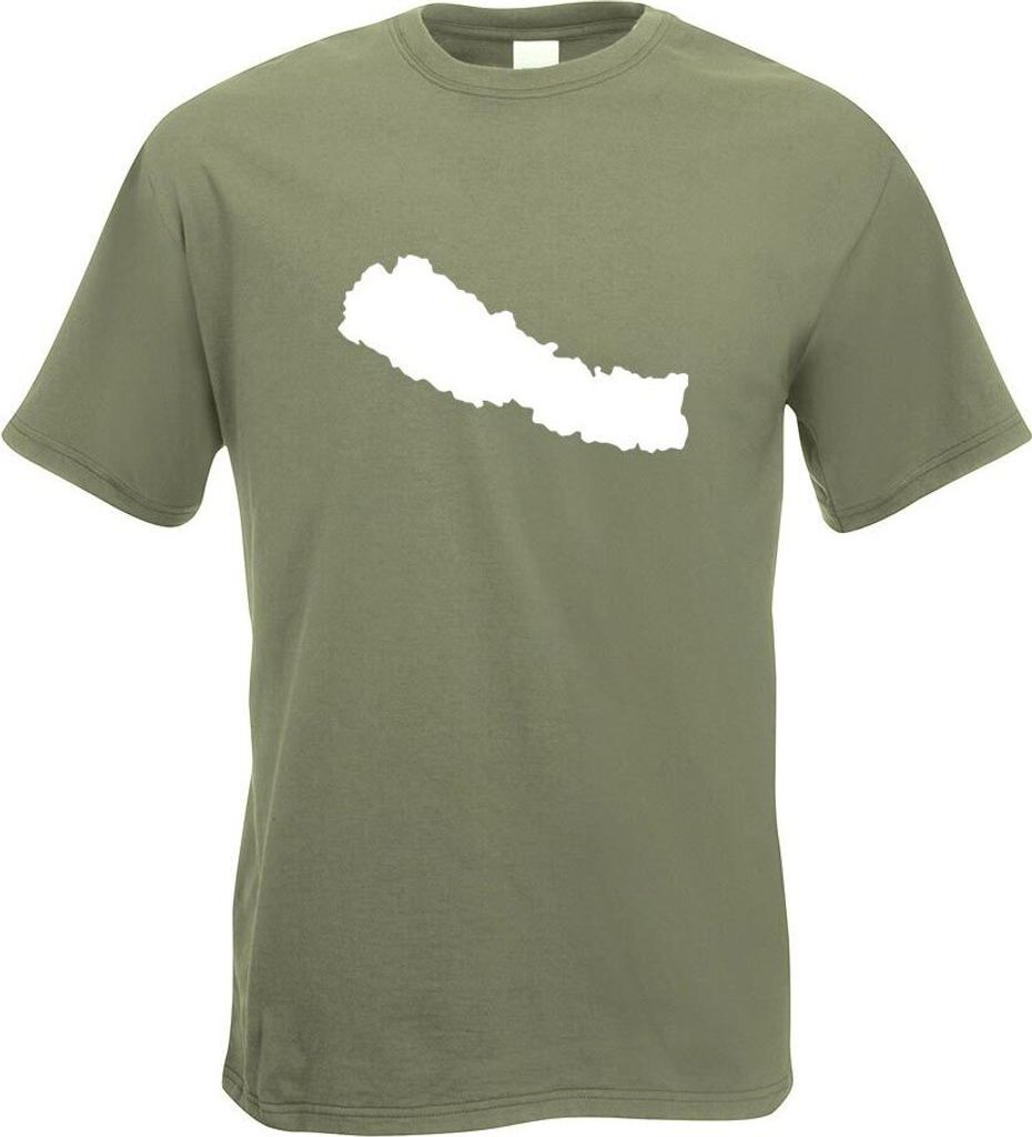 Kiwistar - T-Shirt - Olive - Nepal Umriss Kontur Herren Funshirt Bedruckt Design Sprüche Spruch Motive - mit Motiv Bedruckt - Funshirt Design - Sp...