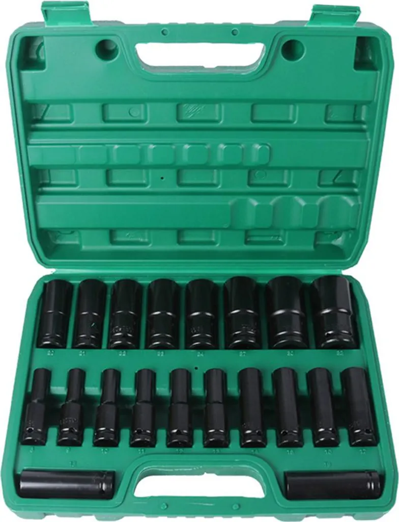 Jeu de 20 douilles pour clé à choc 1/2 pouce en acier avec coffret
