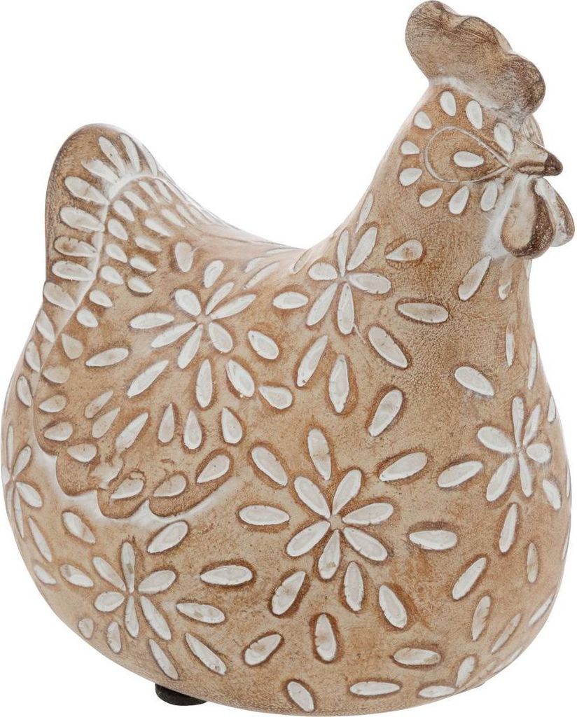 Deko-henne linda h.20cm harz beige - Atmosphera créateur d'intérieur
