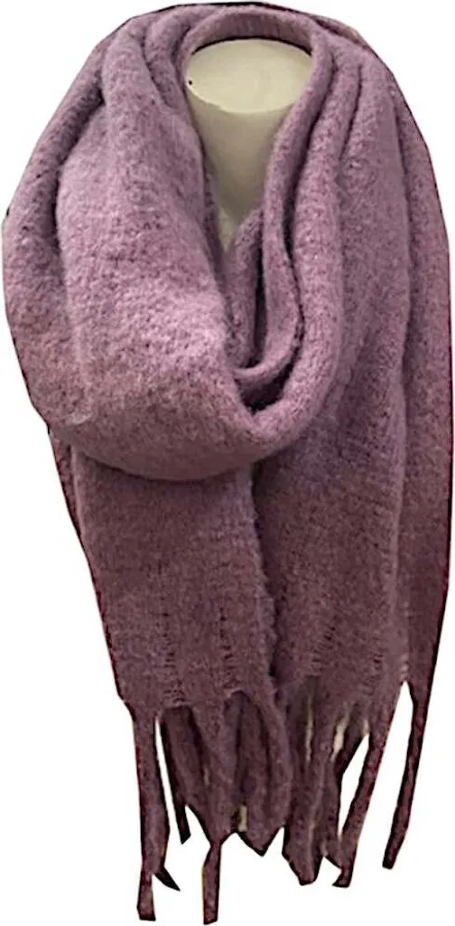 Sciarpa invernale da donna " Sciarpa invernale stile dread monocolore " Sciarpa con frange 180 x 50 cm " Sciarpa calda da donna con frange spesse " Alto volume: Viola Colore: Viola