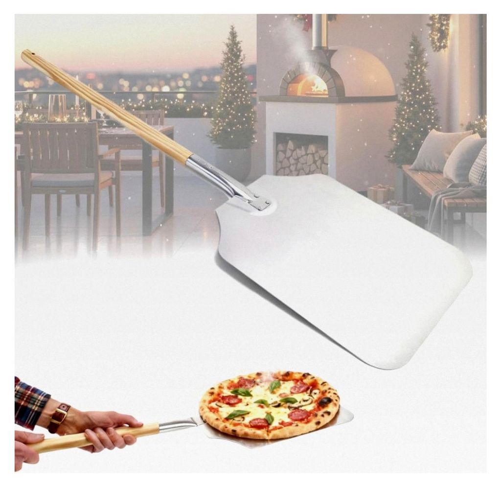 Pizzaschieber für Pizzastein im Backofen oder Gasgrill, geeignet für Foccacia, Brot, Flammkuchen, Calzone