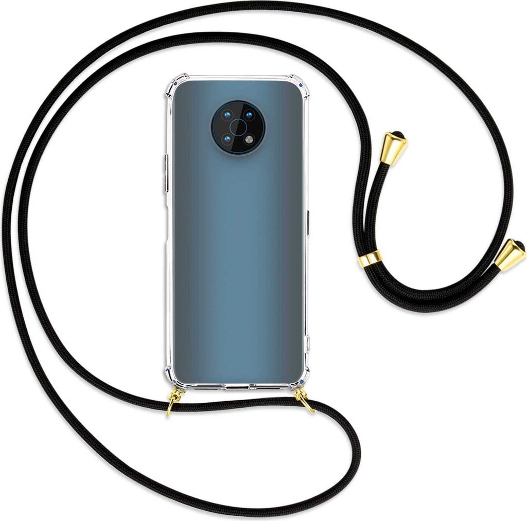 Handykette Backcover-Schutzhülle mit Band (Metall goldfarben) für Nokia G50 5G (TA-1358) - schwarz