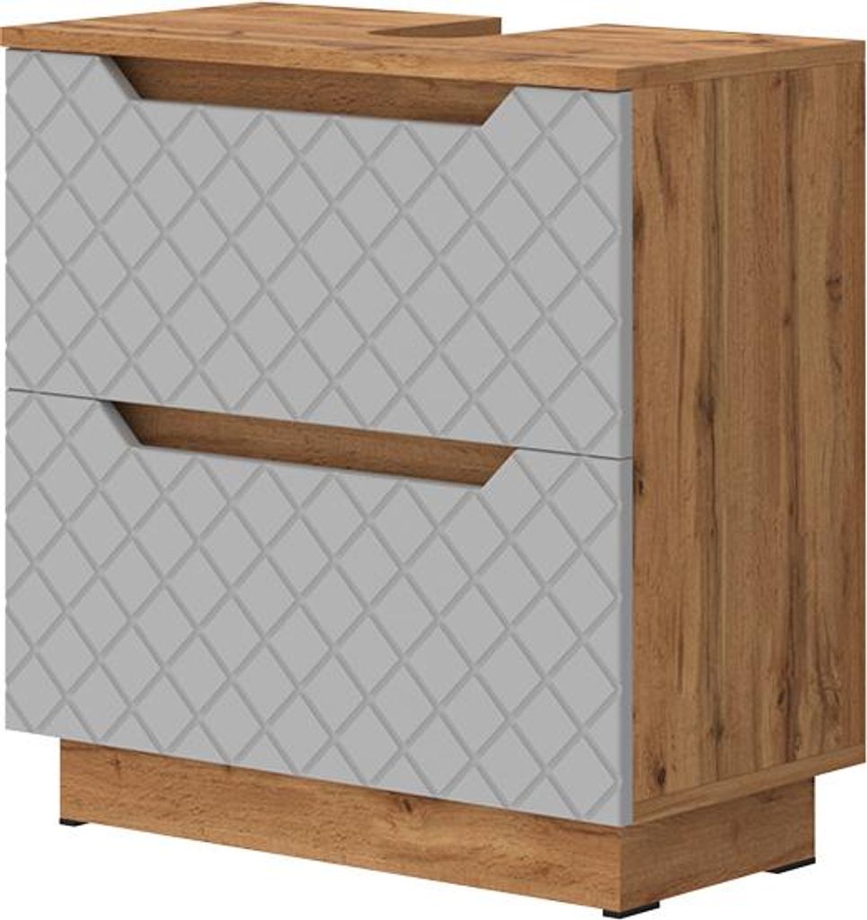 Waschbeckenunterschrank Vicco Lotta Grau 59.8 x 62.5 cm mit 2 Schubladen, Model 58525