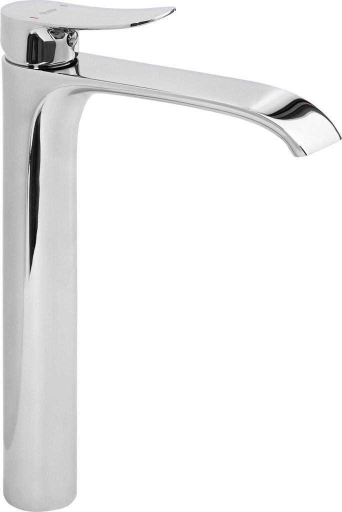 A close-up studio shot of a chrome faucet.