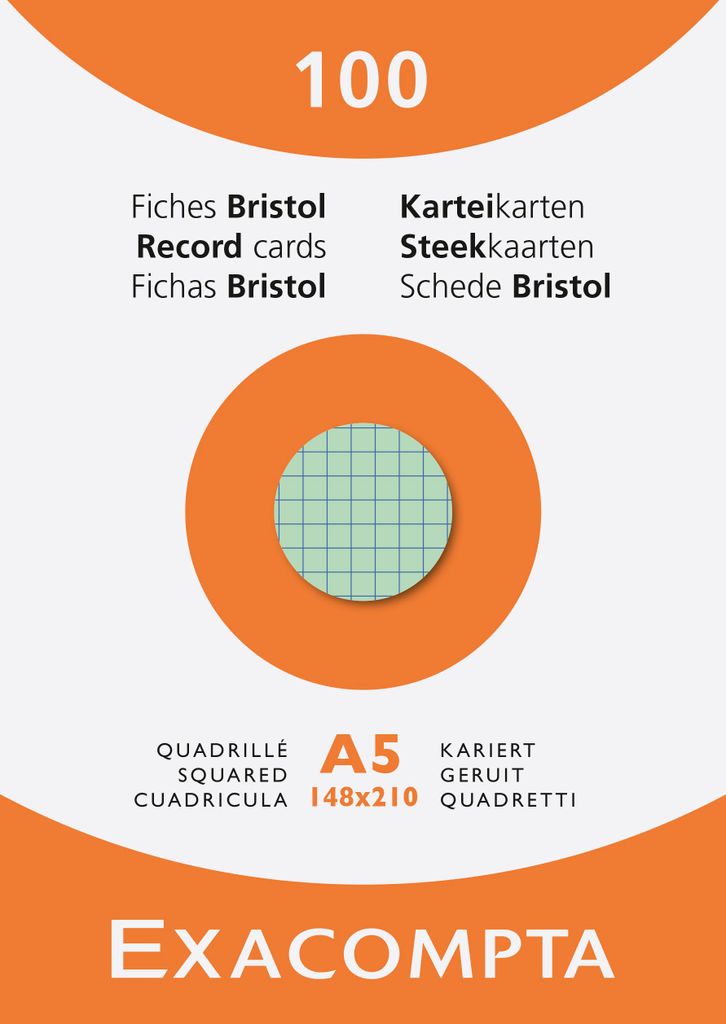 EXACOMPTA 13378E Karteikarten, DIN A5, kariert, farbig Produktbild 