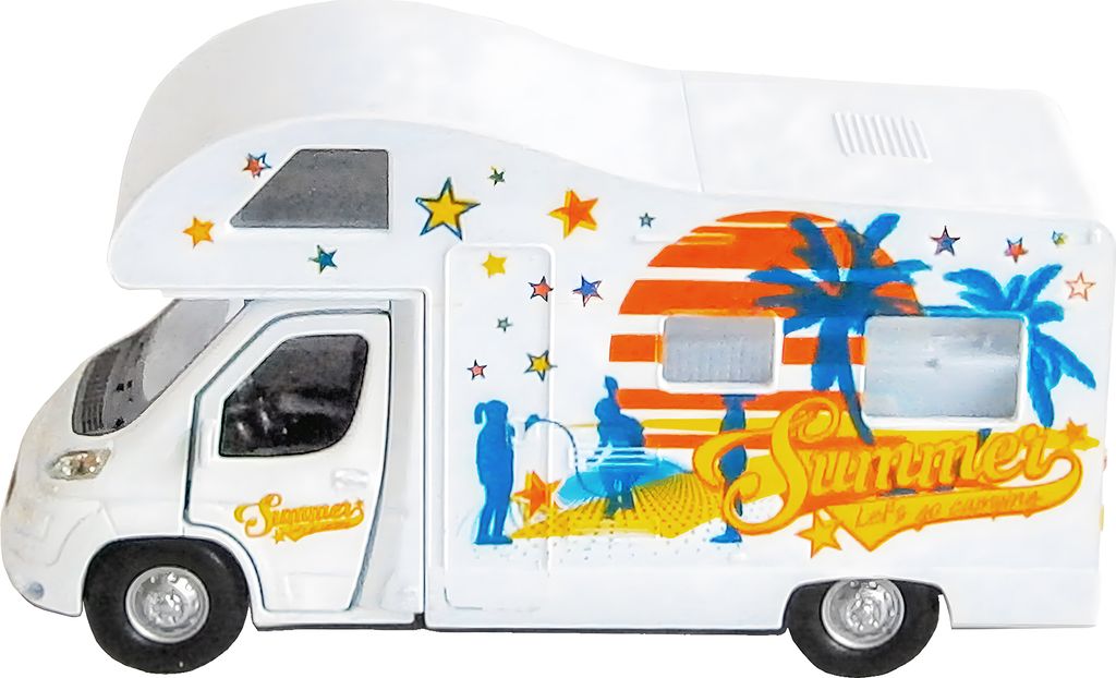WOHNWAGEN Welly Wohnmobil Rückzug 12cm Camping Modellauto Produktbild 