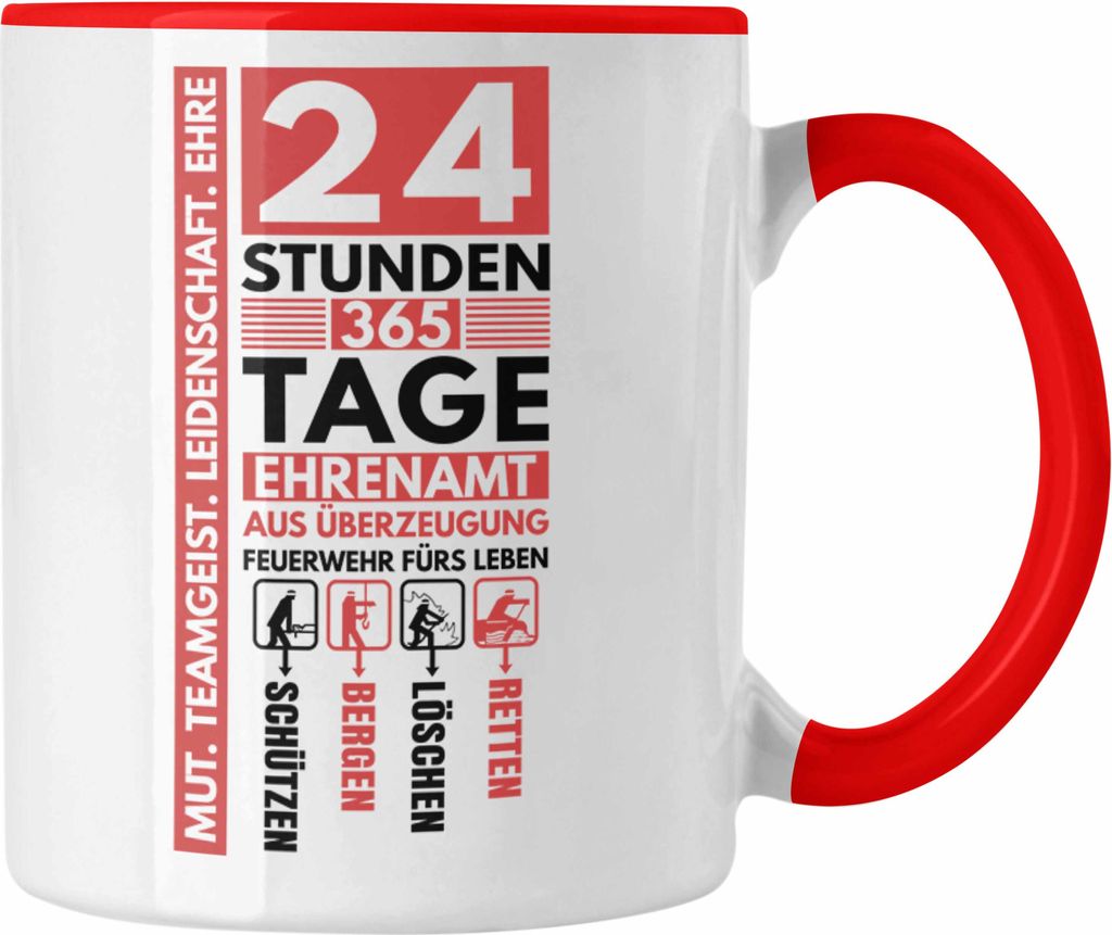 Trendation - Freiwillige Feuerwehr Tasse geschenk Feuerwehrmann (Rot)