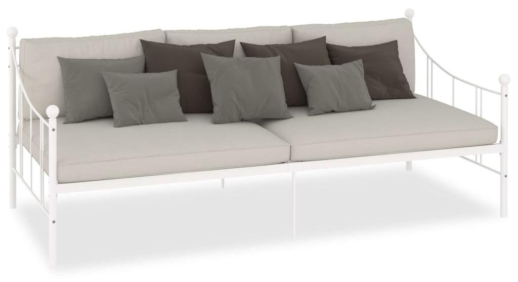vidaXL Rám na denné lôžko biely kov 90 × 200 cm Obrázok produktu 
