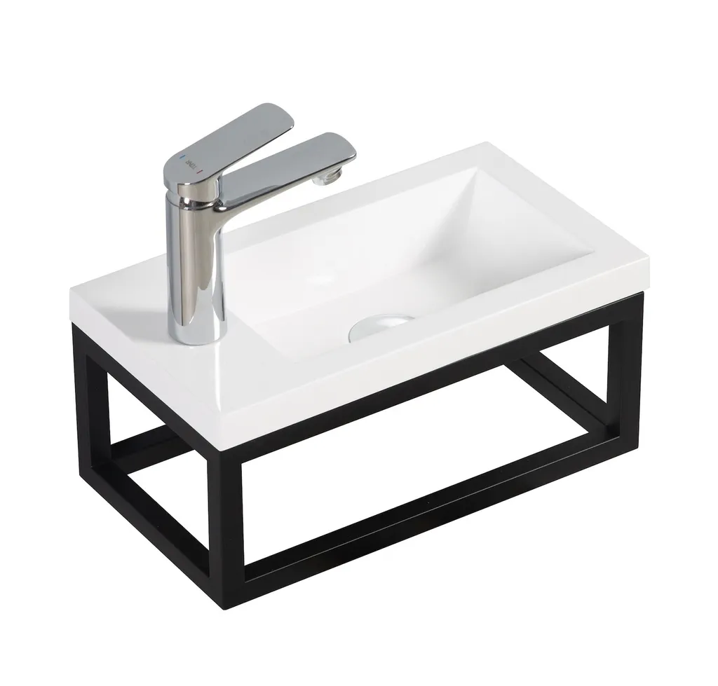 Petit meuble WC invités Mesa 40 cm blanc mat gain de place suspendu - 3