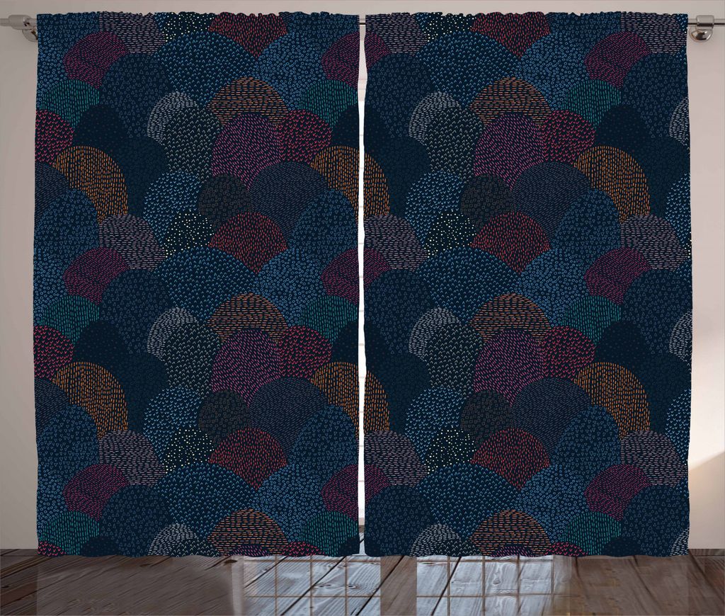 ABAKUHAUS Abstrakt Rustikaler Vorhang, Triangles and Arrows, Wohnzimmer Universalband Gardinen mit Schlaufen und Haken, 280 x 245 cm, Mehrfarbig