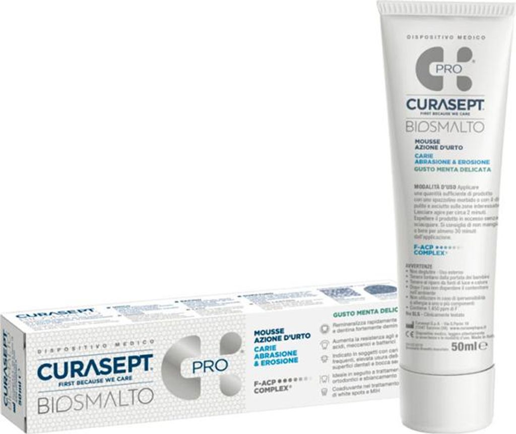 CURASEPT Biosmalto Zahnpasta gegen Karies, Abrasion und Erosion, Sanfte Minze, 50 ml