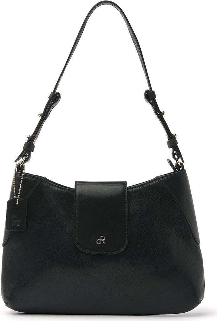 dR Amsterdam Umhängetasche | Leder Schultertasche | Damenhandtaschen | Damen Crossbody Tasche | Milan - 283700 Black