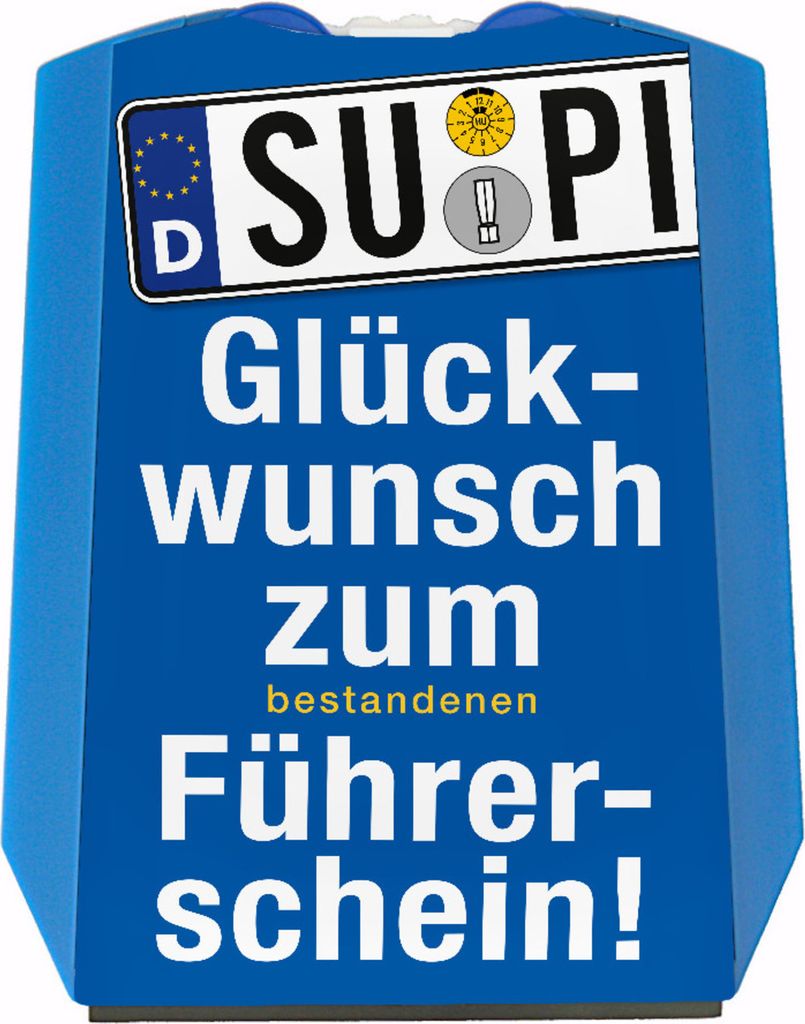 Glückwunsch zum bestandenen Führerschein Parkscheibe mit 2 Einkaufswagenchips