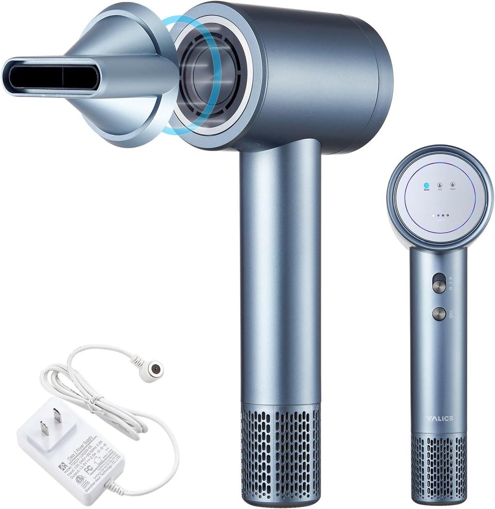 Ionen Kabelloser Haartrockner Fön mit 110,000 U/min Motor, Akku Föhn mit 4 Aufladungsmodi und Magnetdüse, Reisefön für Frauen, Kinder, Outdoor