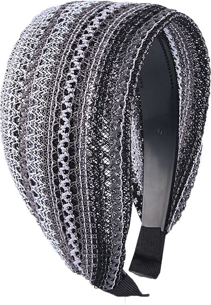 Anti-Rutsch-Zähne Atmungsaktives Mesh-Haarband Damen Retro Patchwork Farbe Breites Stirnband Haarschmuck