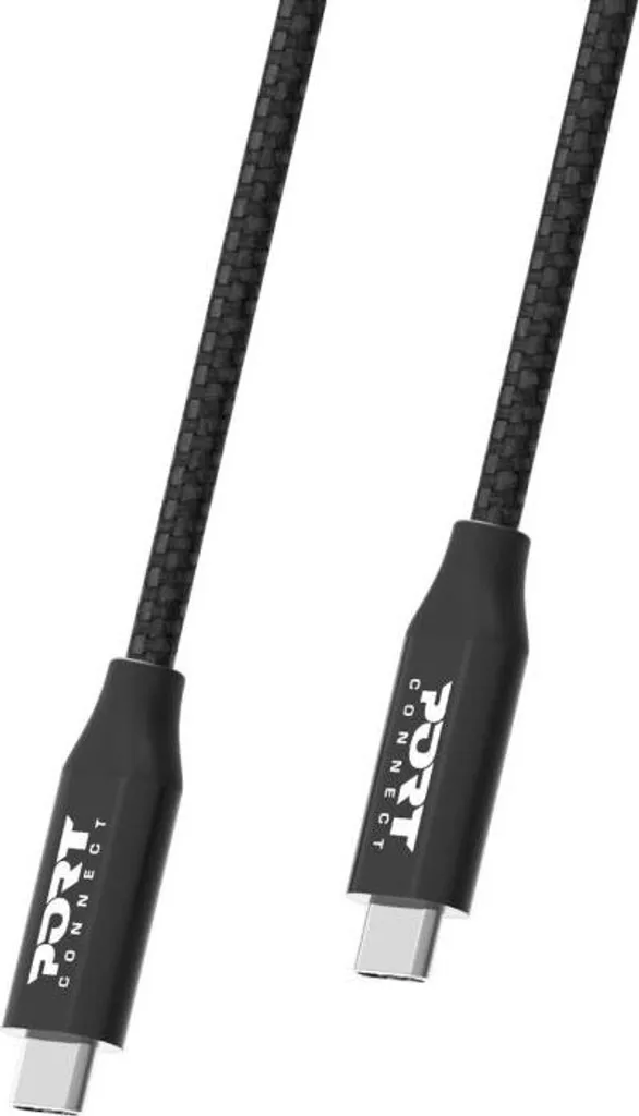 PORT CONNECT Câble USB-C vers USB-C 100W 2m Noir - Charge Rapide PD