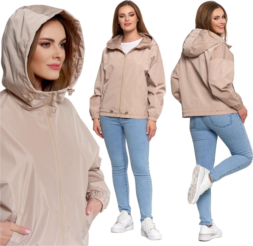 Damen-Übergangsjacke Mit Kapuze Parka Eleganter Mantel Moraj L