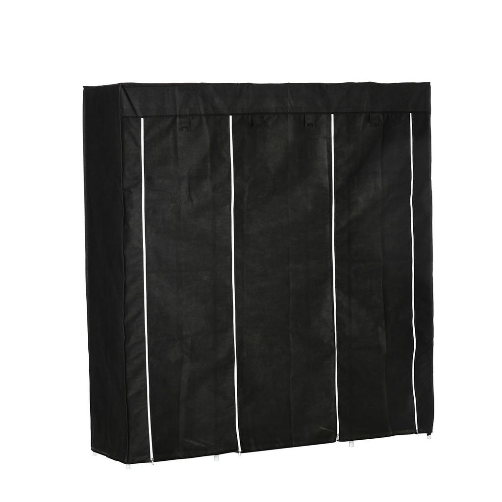 Portable Kleiderschrank mit Reißverschluss Vliesstoff Stoffschrank Faltschrank für Schlafzimmer und Ankleidezimmer 150x43x162,5cm Schwarz