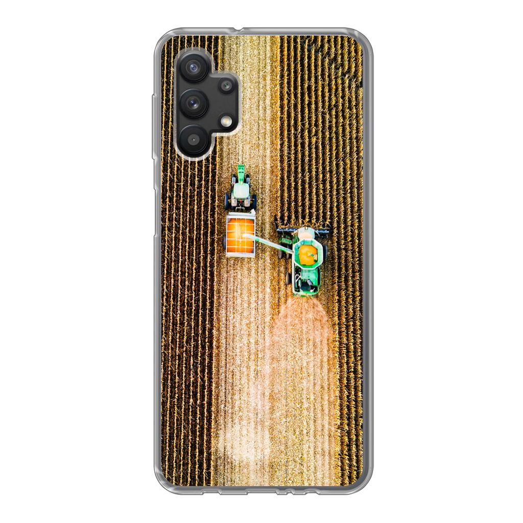 MuchoWow Handyhülle Schutzhülle Hülle für Samsung Galaxy A32 5G Traktor - Feld - Land - Bauernhof - Ernte Silikon Softcase Handy Hülle - Sof...