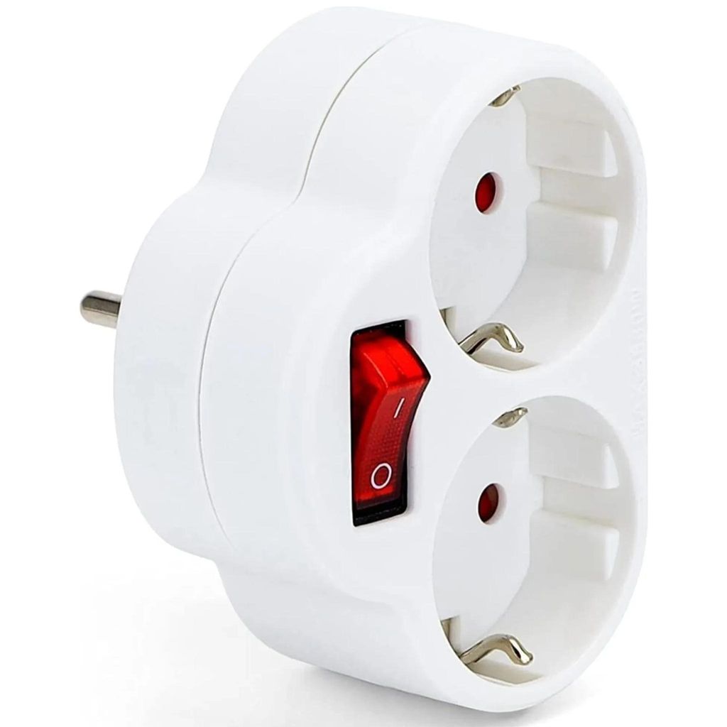 Steckdosenadapter mit Schalter 2er Schuko Mehrfachstecker Produktbild 