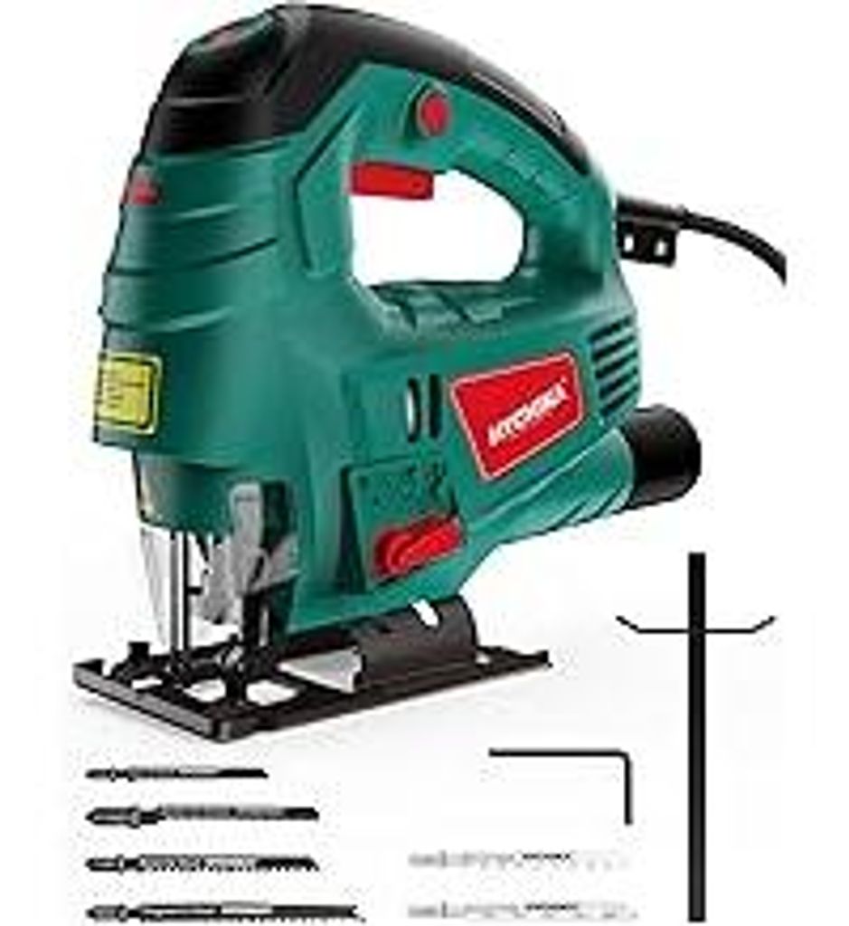 HYCHIKA Stichsäge, 800W Max Holz Schnitttiefe 110mm, 800-3000SPM Elektrische Stichsäge mit Laser, 7 Variable Geschwindigkeiten und 0-3 Orbital Po...