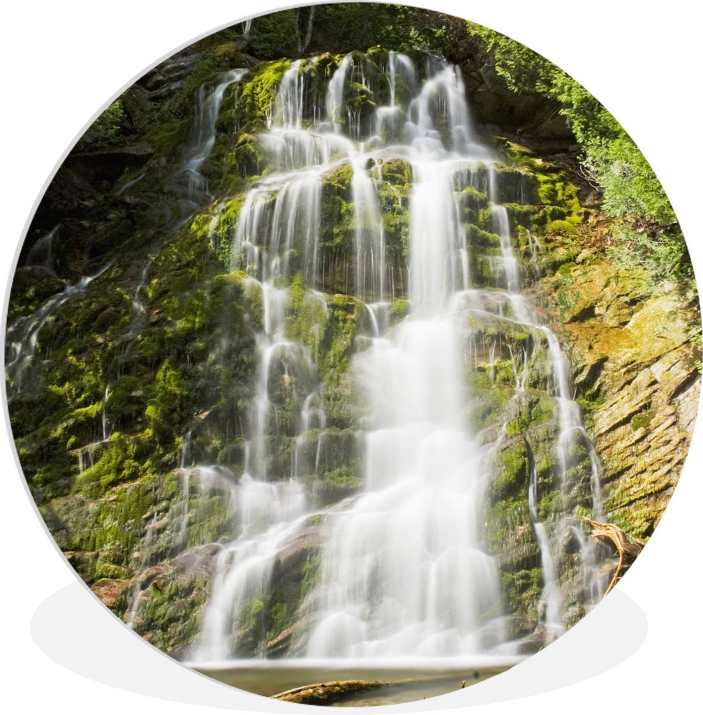MuchoWow Rundes Wandbild - Runde Bilder Wasserfall im Forillon National Park in Kanada Ø 60 cm Kreis Wanddekoration Kunststoff - Wandkreis - Wan...