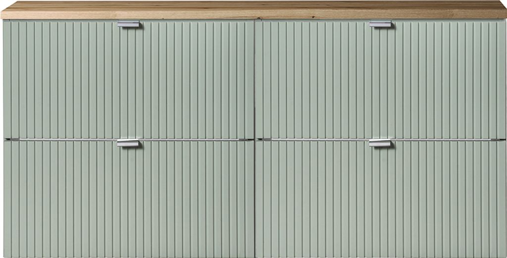 Doppel-Waschtischunterschrank 120cm, grün und Eiche, NEWPORT-56-GREEN